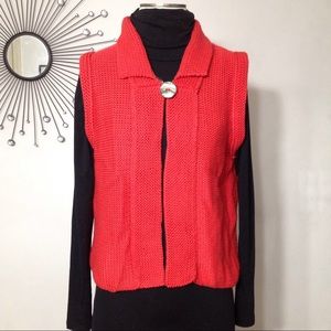 Pure Handknit One Button Collar Sweater Vest